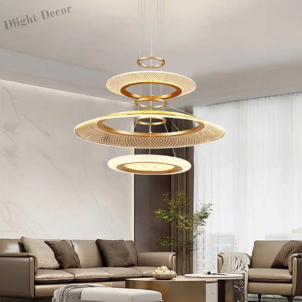 Modern Led Screw Ceiling Chandeliers - Luxury Ring Pendant Lights For High - End Living And Dining