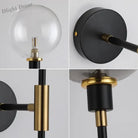 Modern Led Wall Lamp - Black Iron With Glass Ball Lamps For Living Room Bedroom Loft Decor Nordic