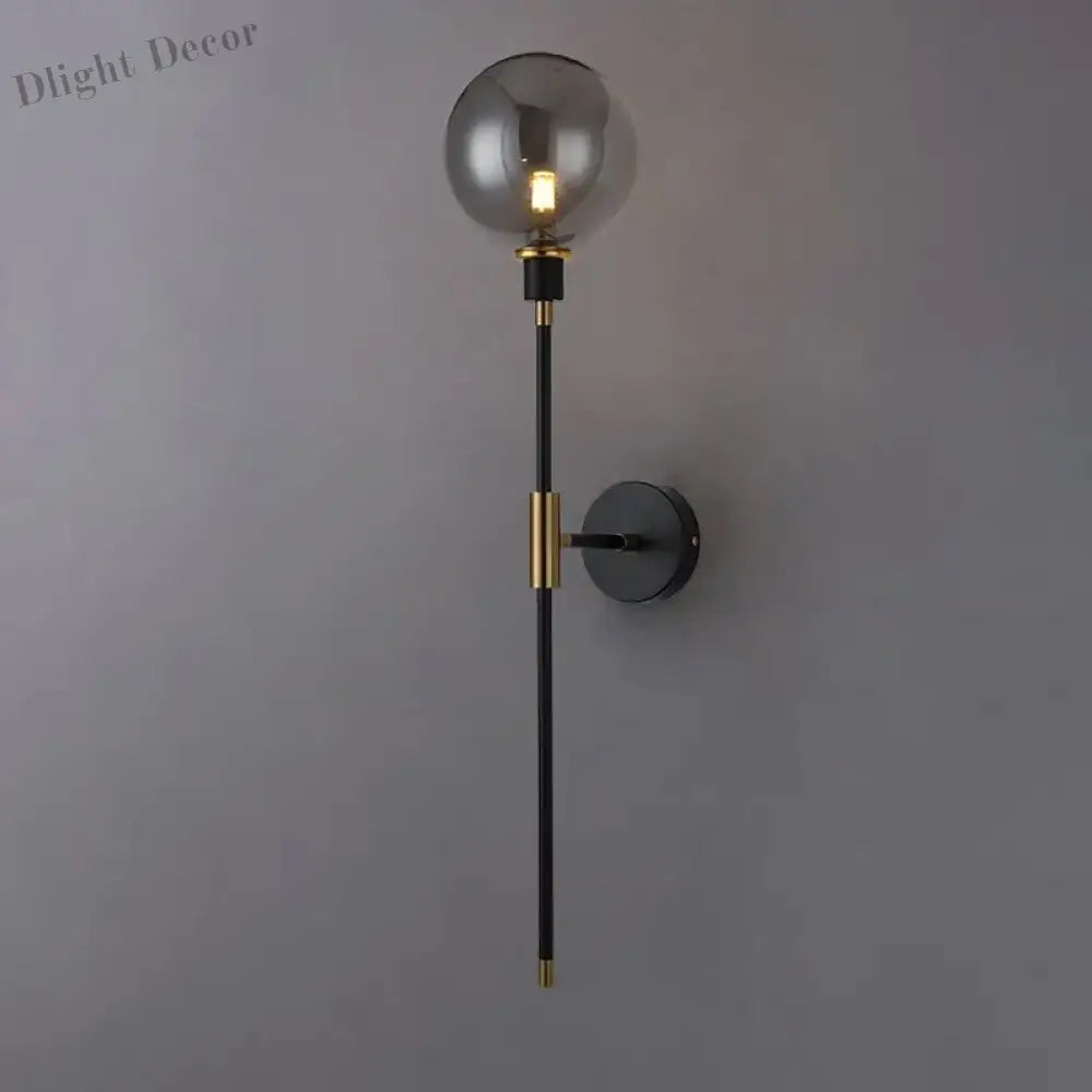 Modern Led Wall Lamp - Black Iron With Glass Ball Lamps For Living Room Bedroom Loft Decor Nordic