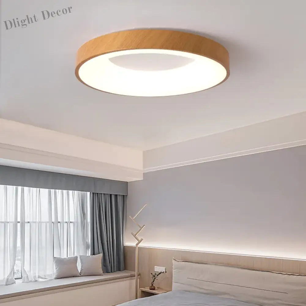 Modern Led Wood Grain Ceiling Lamp - Stylish Room Decoration For Every Space Ceiling Light