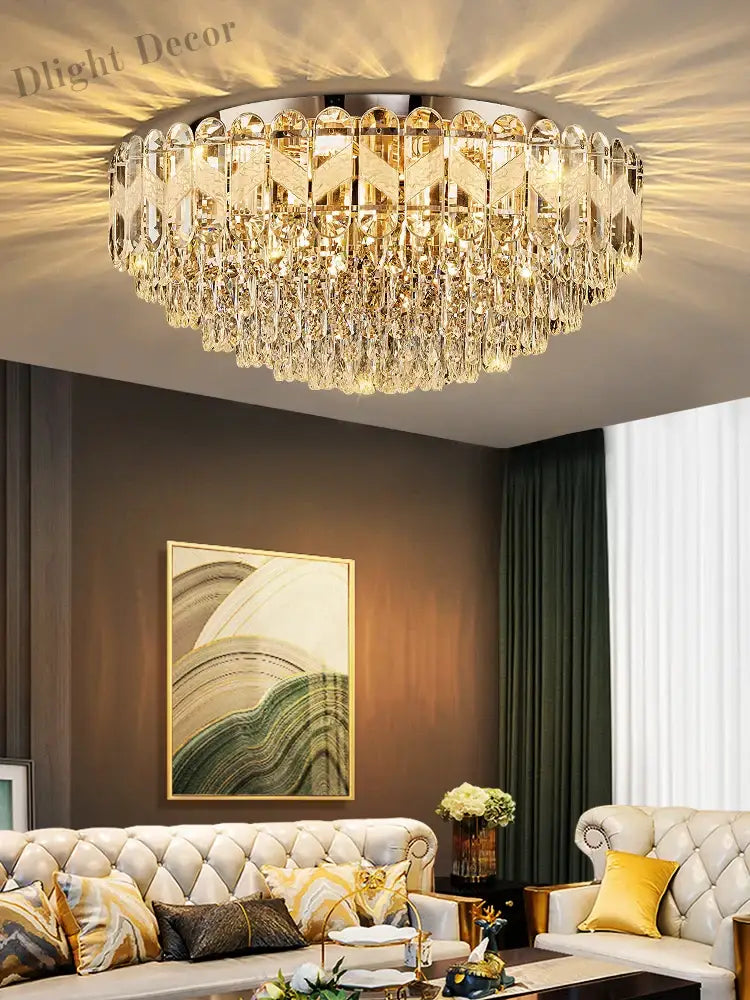 Modern Light Luxury Crystal Chandelier - Gold Finish For Dining And Living Rooms With Free Shipping