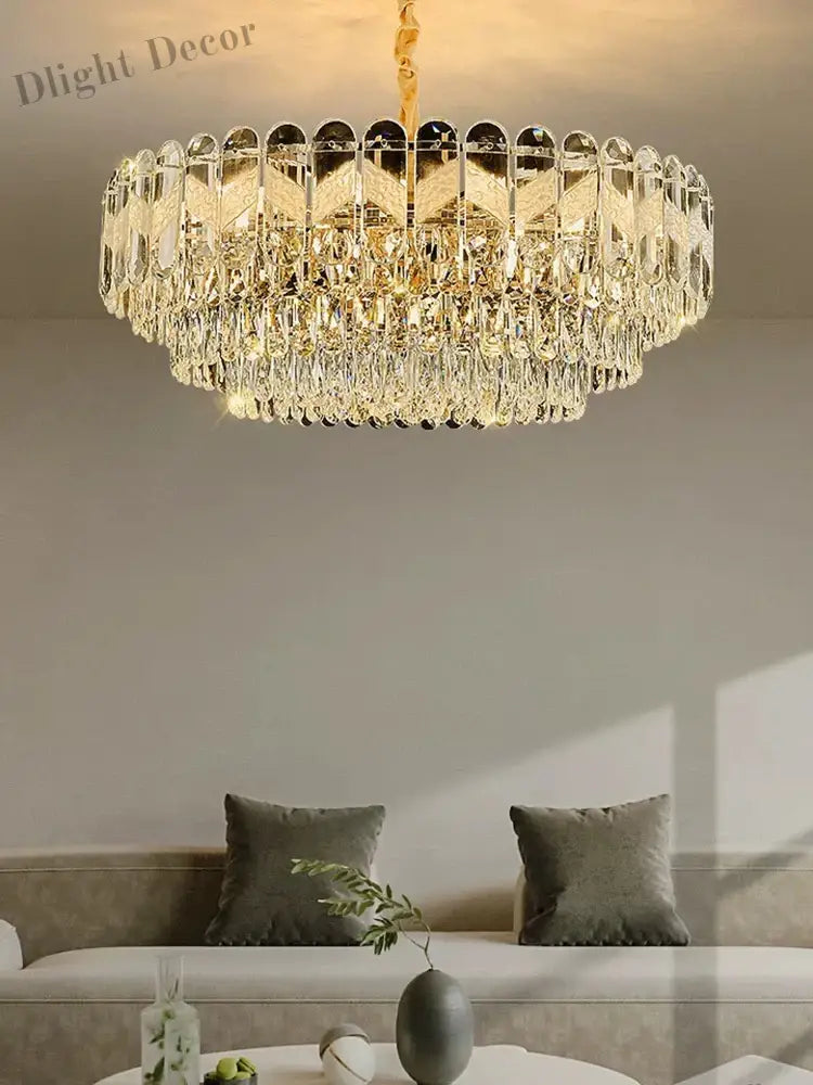 Modern Light Luxury Crystal Chandelier - Gold Finish For Dining And Living Rooms With Free Shipping