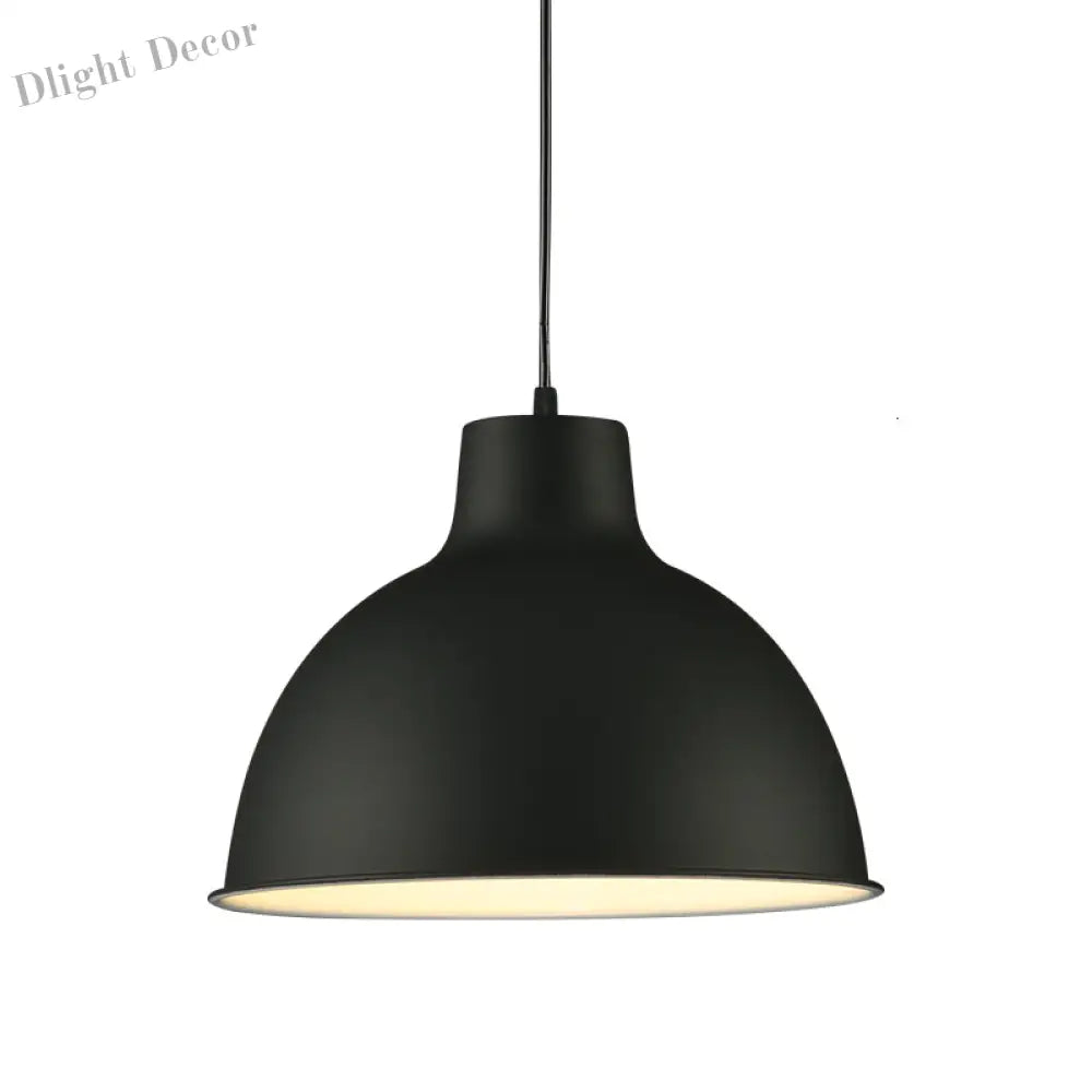 Modern Loft Style Dome Ceiling Light - 12’/14’ Dia Adjustable Cord Black/White Pendant Lights