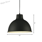 Modern Loft Style Dome Ceiling Light - 12’/14’ Dia Adjustable Cord Black/White Pendant Lights