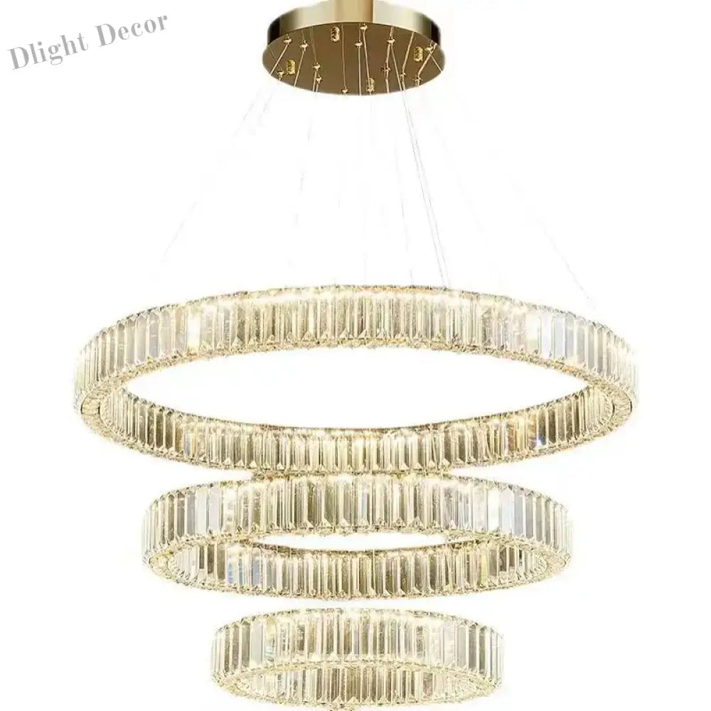 Modern Luxury Crystal Chandeliers - Golden Chandelier Lighting For Living Rooms Stairs And Duplex