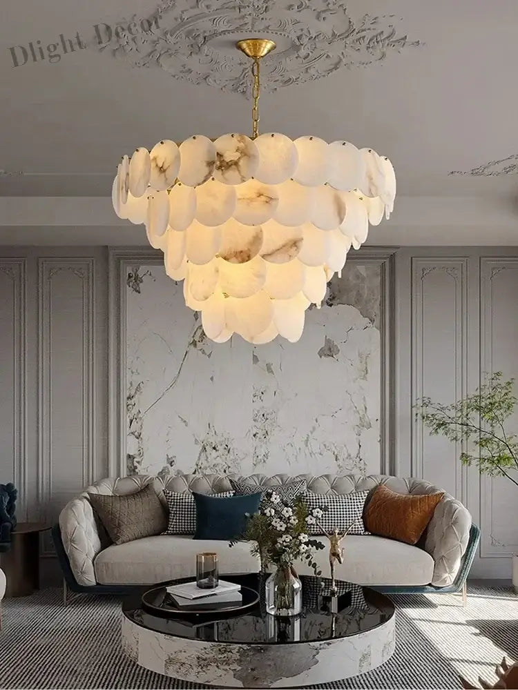 Modern Luxury Led Natural Marble Chandeliers - Illuminating Elegance For Living Dining And Kitchen