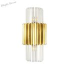 Modern Luxury Meets Warmth: Gold Half - Cylinder Crystal Sconce