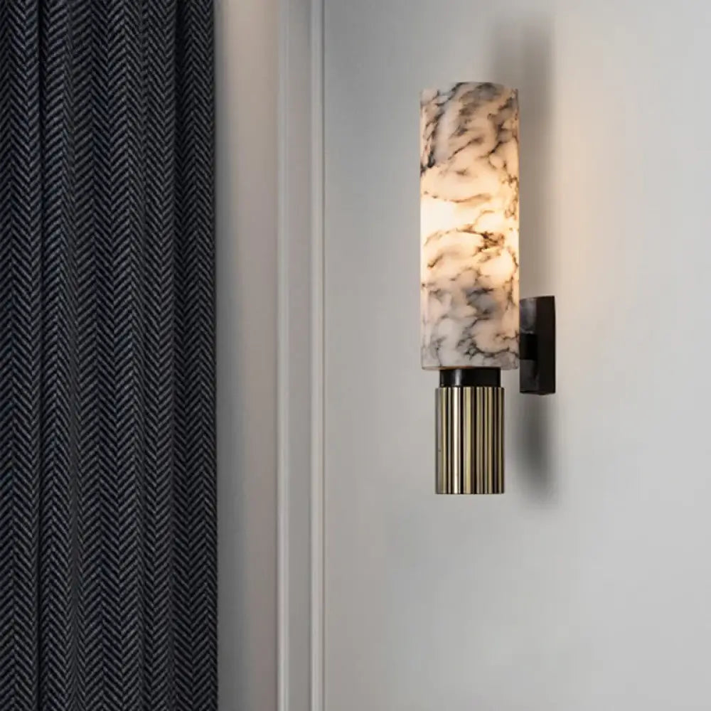 Modern Luxury Natural Marble Wall Lamp - Elegant Led Lighting For Living Room Bedroom And Bedside