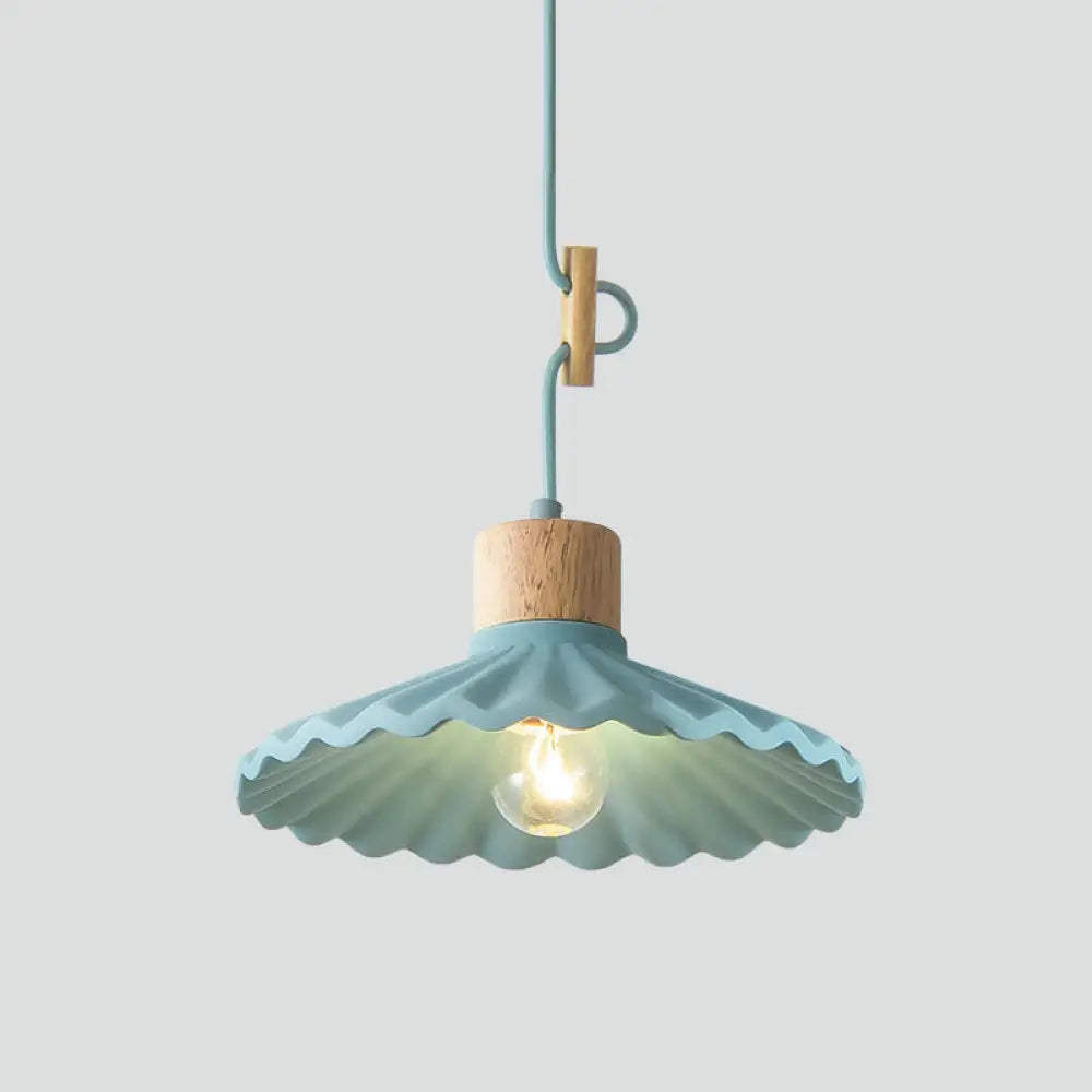 Modern Mini Colorful Pendant Light With Lovely Cement Saucer Shade For Bedroom Blue