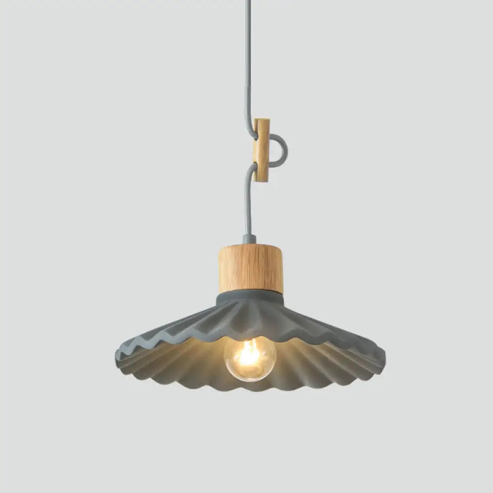 Modern Mini Colorful Pendant Light With Lovely Cement Saucer Shade For Bedroom Grey