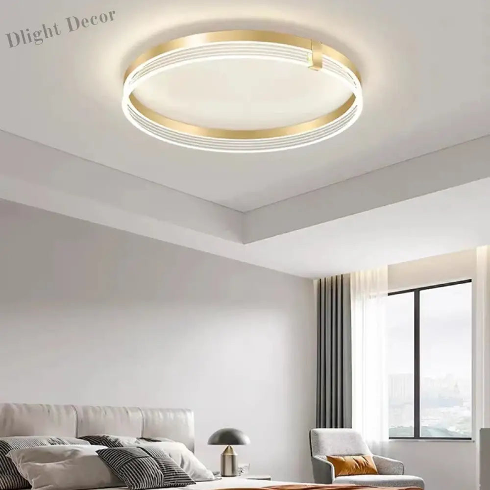 Modern Minimalist Led Bedroom Ceiling Lamp - Round Lights With Remote Control For Home Indoor
