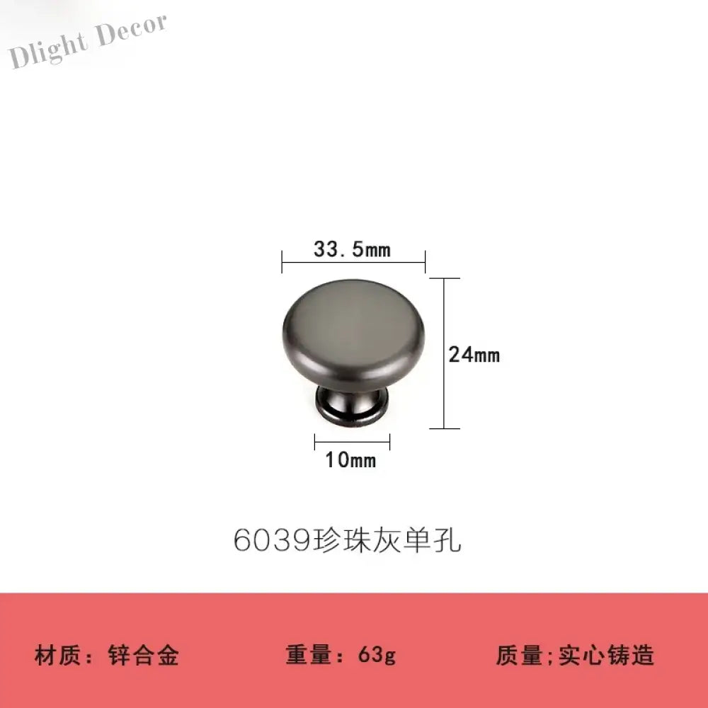 Modern Minimalist Pearl Black Cabinet Handles – European Style Wardrobe and Drawer Pulls 6039 Handles