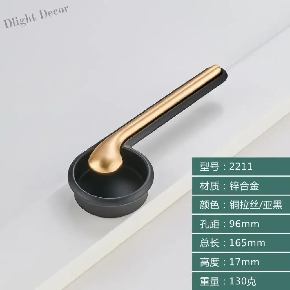 Modern Minimalist Zinc Alloy Cabinet Door Handle 96-Copper Black Handles