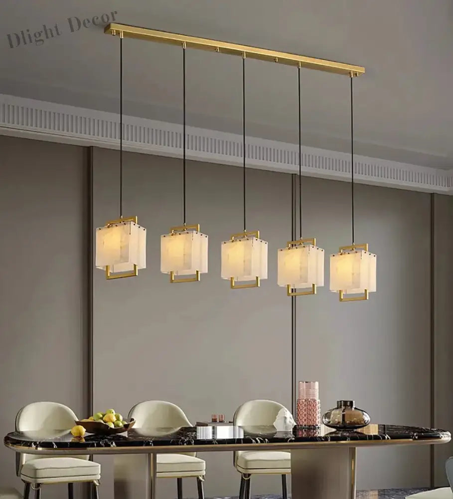 Modern Natural Marble Led Living Room Chandeliers - Elegant Lighting Fixtures For Staircases Lofts