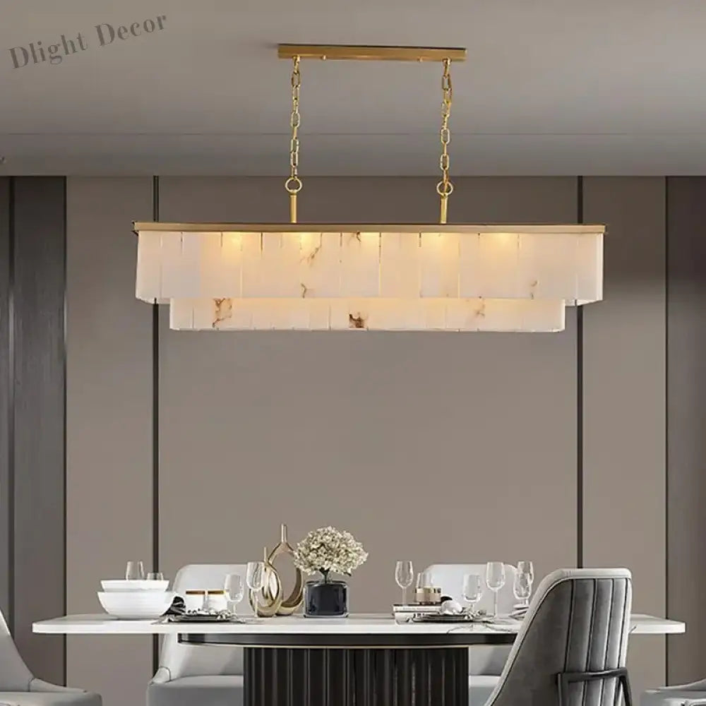 Modern Natural Marble Led Living Room Chandeliers - Elegant Lighting Fixtures For Staircases Lofts