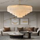 Modern Natural Marble Led Living Room Chandeliers - Elegant Lighting Fixtures For Staircases Lofts