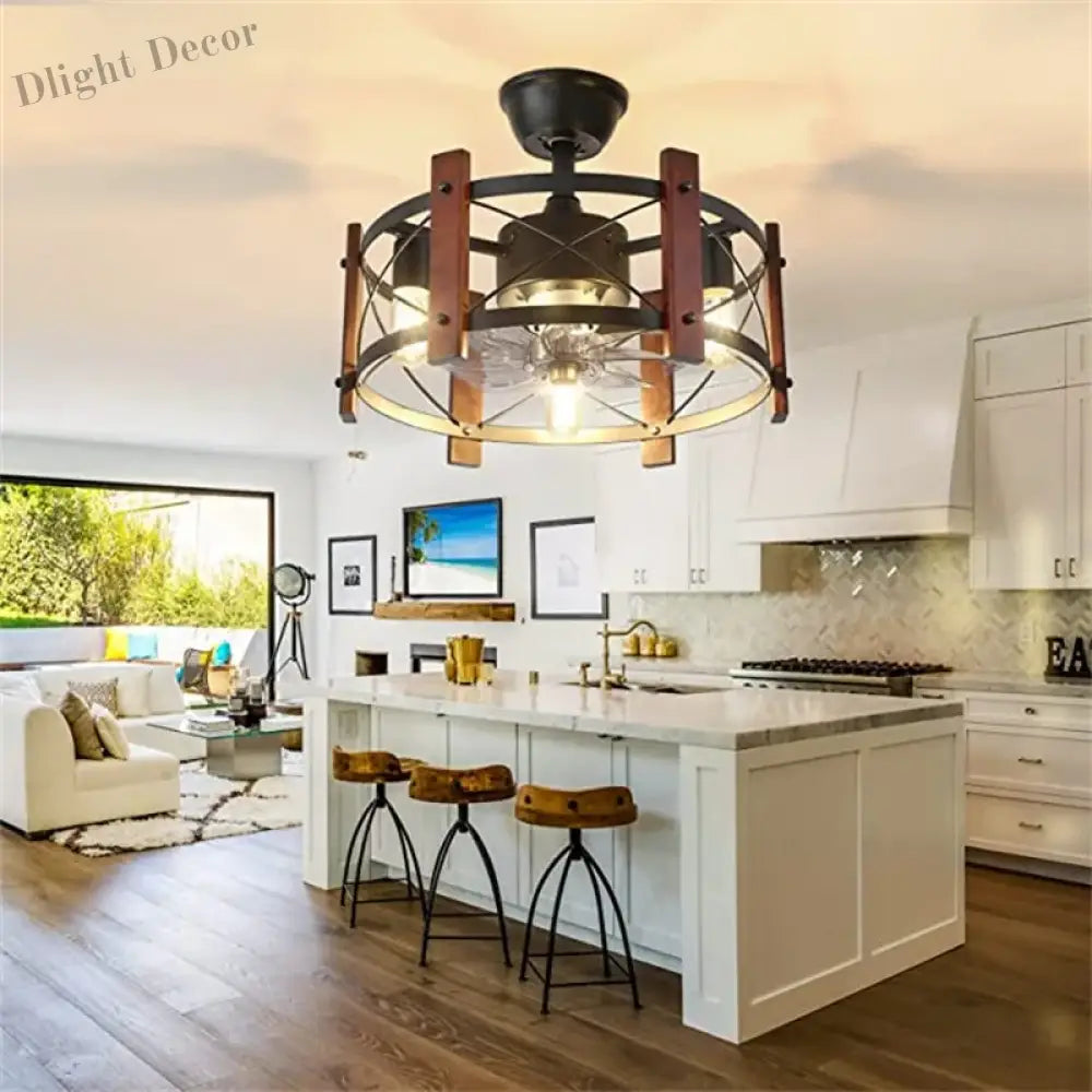 Modern Retro Ceiling Fan Light American Industrial Vintage Lamp 110V 260V Dining Room Bedroom