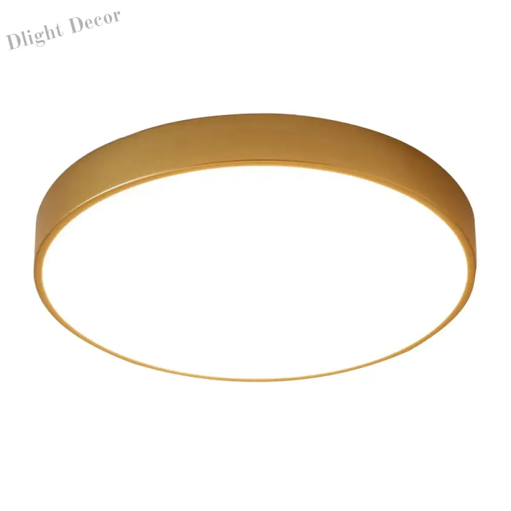 Modern Round Gold Led Ceiling Light - Ultra - Thin 5Cm Surface Mount With Remote Control Ceiling