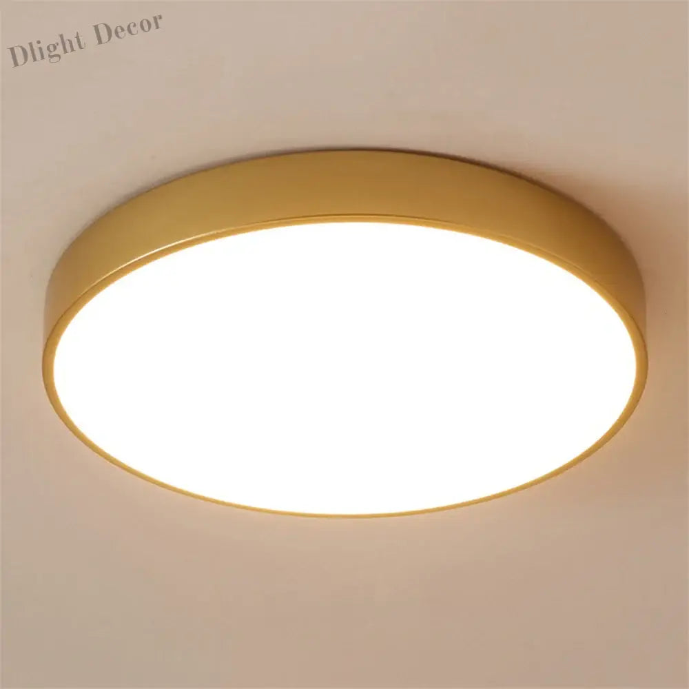 Modern Round Gold Led Ceiling Light - Ultra - Thin 5Cm Surface Mount With Remote Control Ceiling