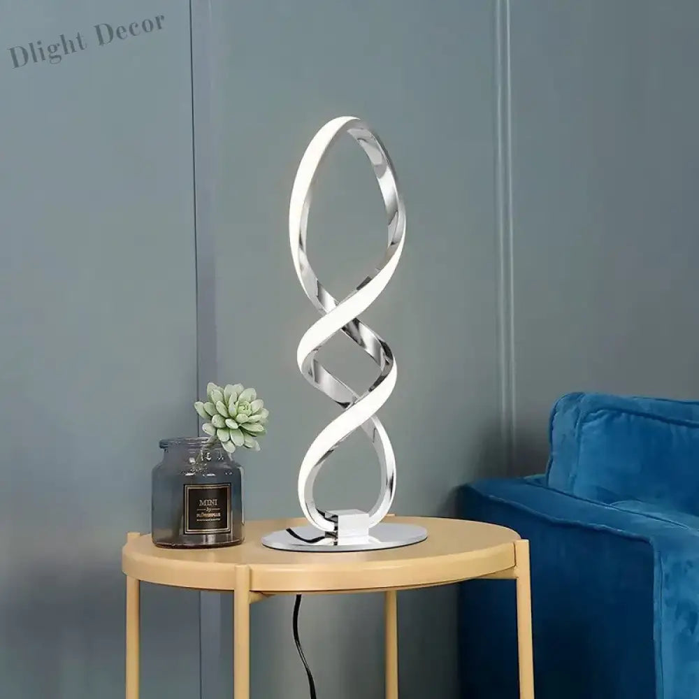 Modern Silver Led Table Lamp - Luxury Adjustable Brightness For Bedroom Study And Home Decoration