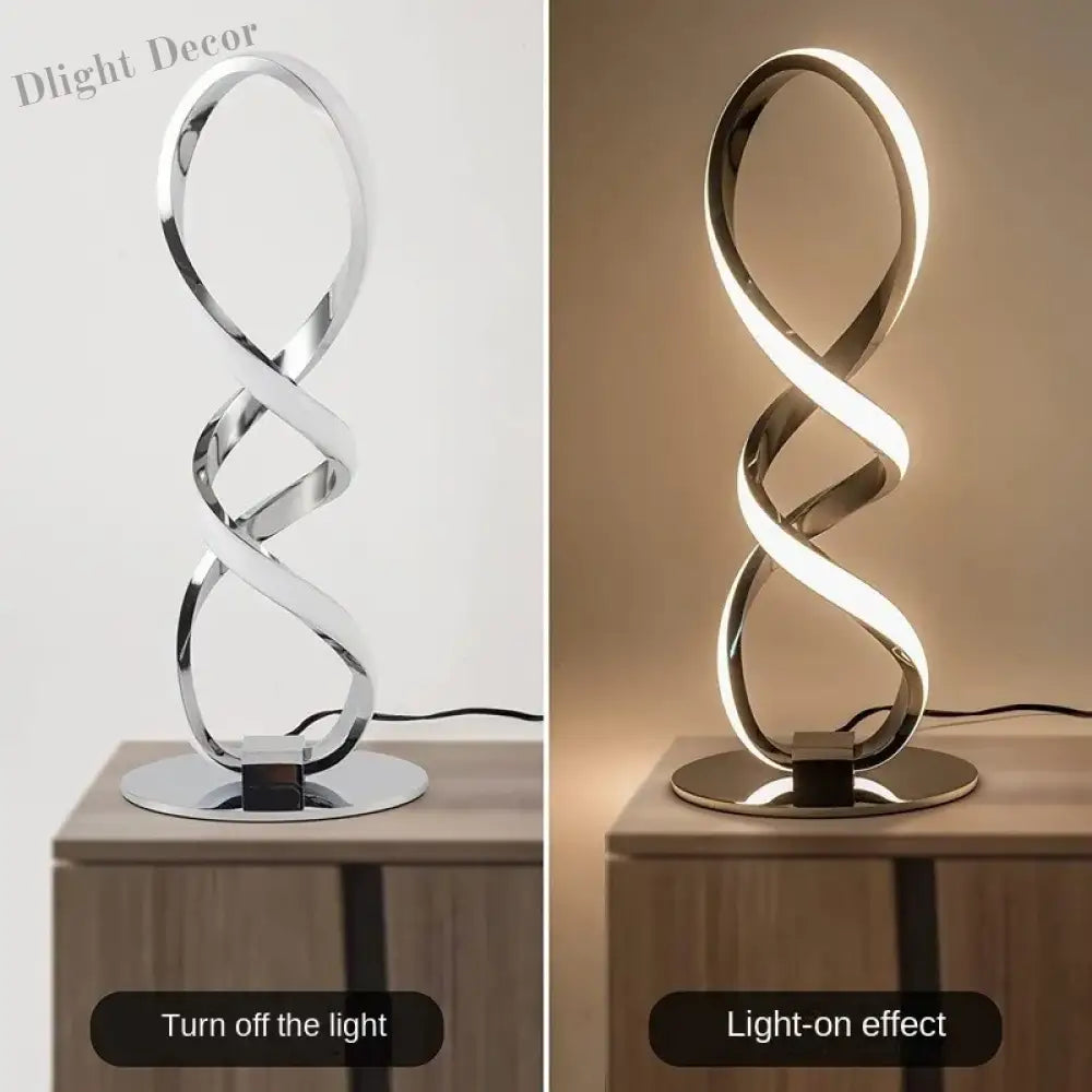 Modern Silver Led Table Lamp - Luxury Adjustable Brightness For Bedroom Study And Home Decoration