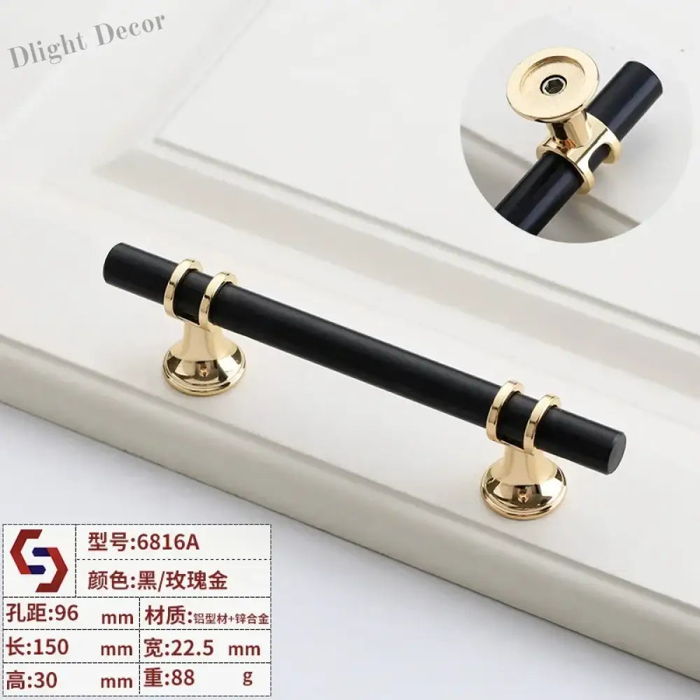 Modern T-Bar Cabinet Knobs and Handles – Sleek and Decorative Design Black rose gold 96 Handles