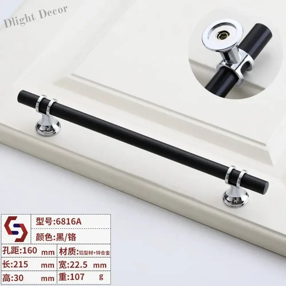 Modern T-Bar Cabinet Knobs and Handles – Sleek and Decorative Design Black silver 160 Handles