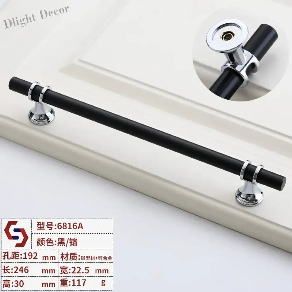 Modern T-Bar Cabinet Knobs and Handles – Sleek and Decorative Design Black silver 192 Handles