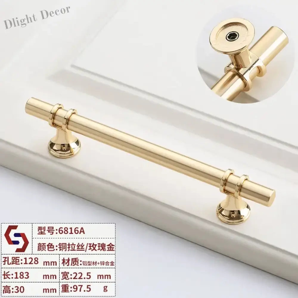 Modern T-Bar Cabinet Knobs and Handles – Sleek and Decorative Design Gold drawing 128 Handles