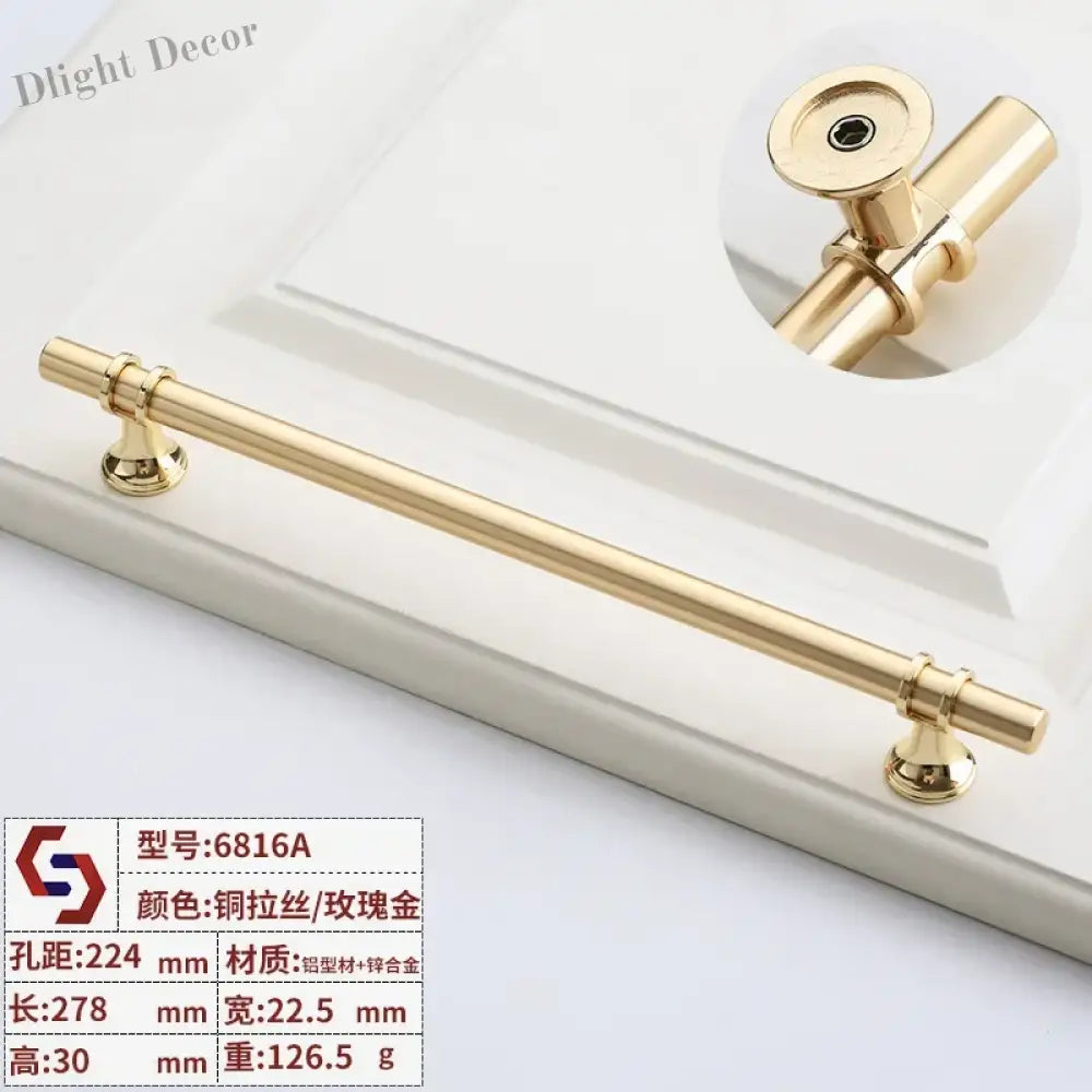Modern T-Bar Cabinet Knobs and Handles – Sleek and Decorative Design Gold drawing 224 Handles