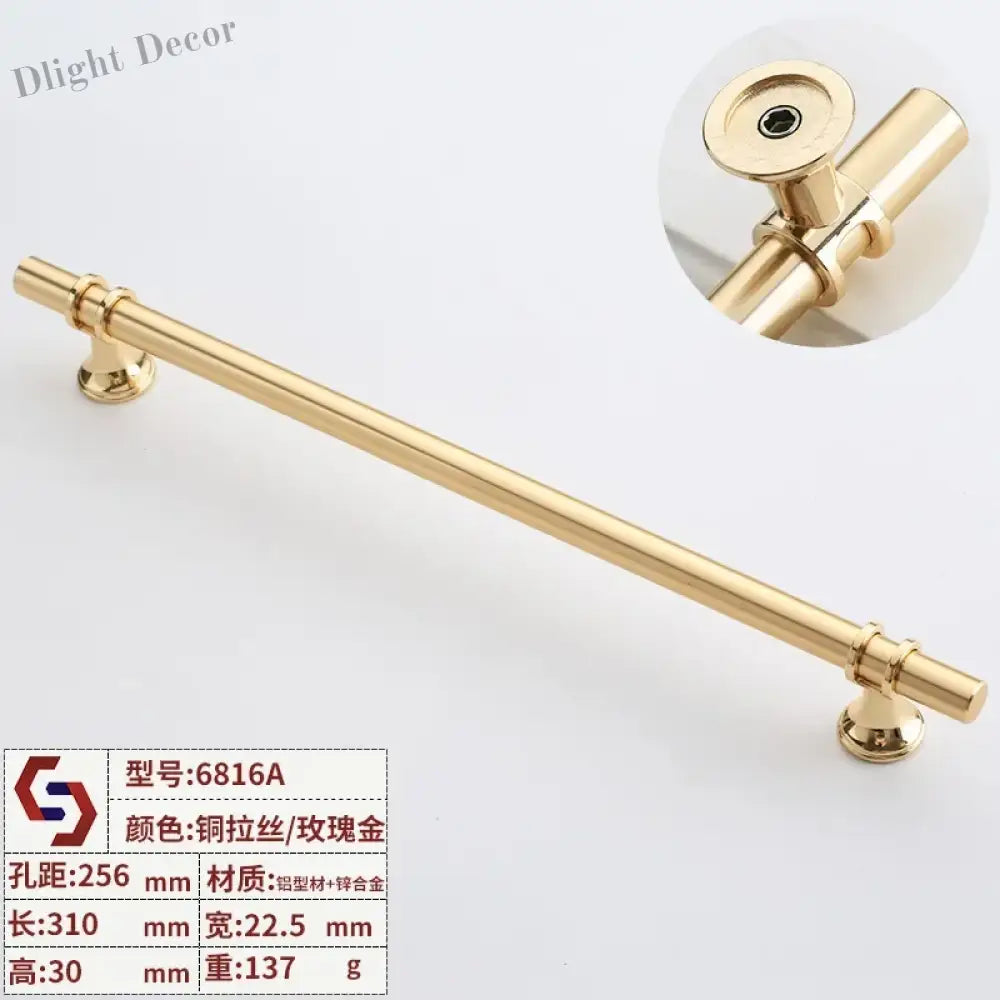 Modern T-Bar Cabinet Knobs and Handles – Sleek and Decorative Design Gold drawing 256 Handles