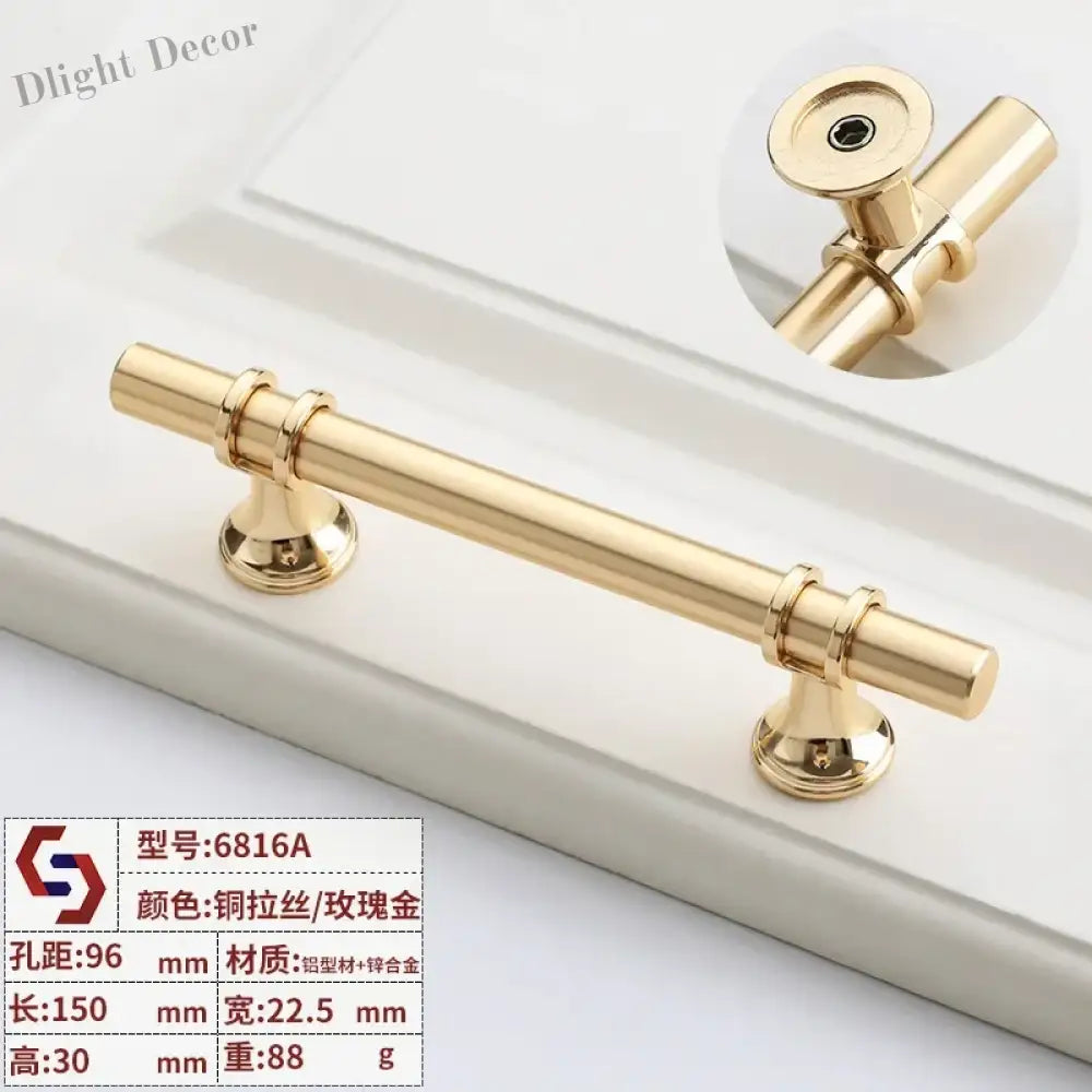 Modern T-Bar Cabinet Knobs and Handles – Sleek and Decorative Design Gold drawing 96 Handles