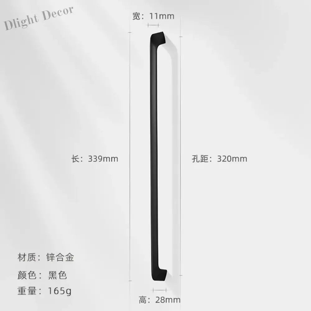 Modern Zinc Alloy Cabinet Handles - Kitchen Drawer Knobs for Wardrobes and Furniture Black 320mm Handles