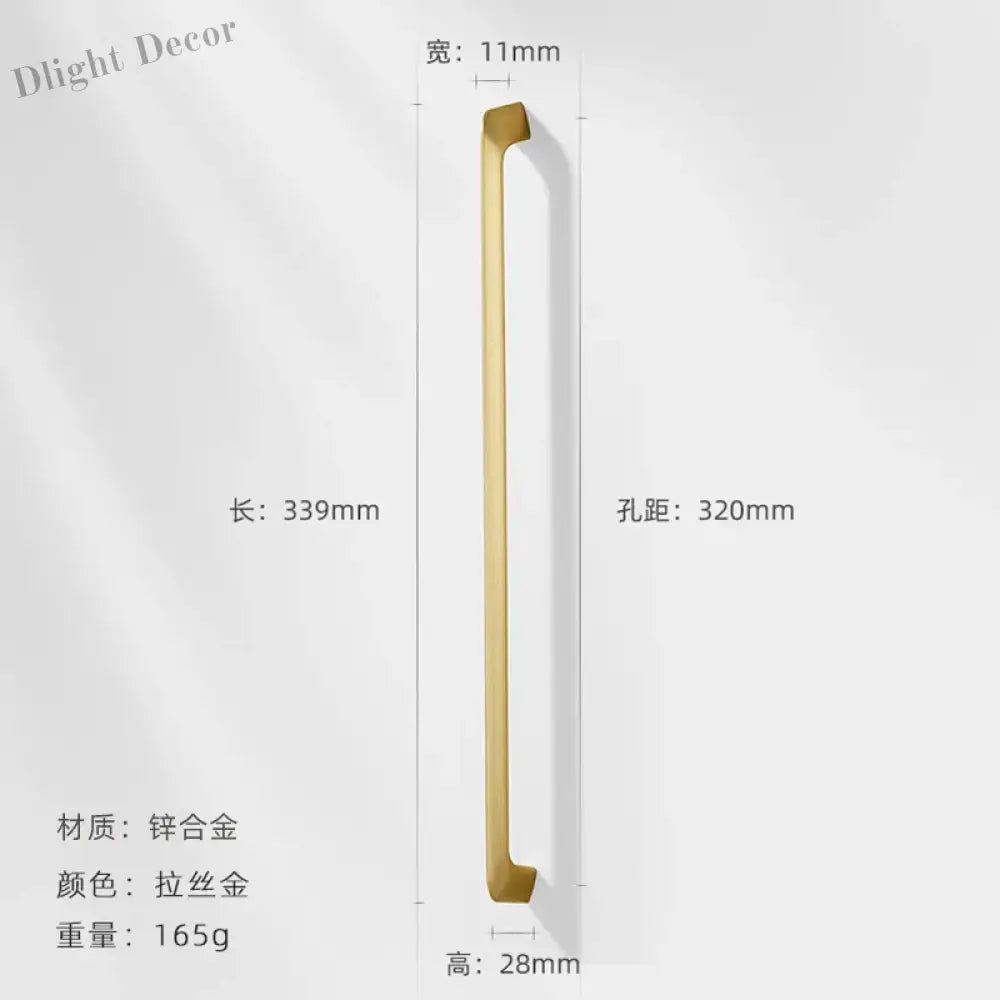 Modern Zinc Alloy Cabinet Handles - Kitchen Drawer Knobs for Wardrobes and Furniture Gold drawing 320mm Handles