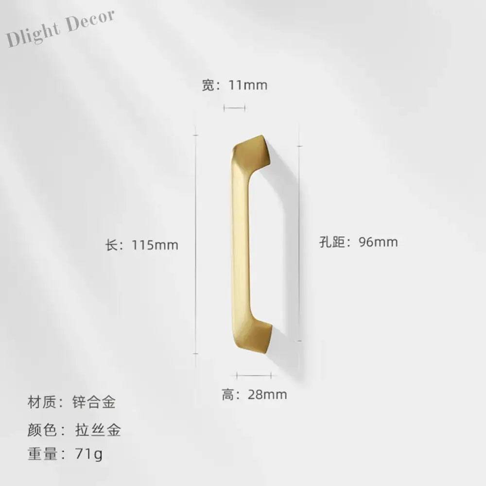 Modern Zinc Alloy Cabinet Handles - Kitchen Drawer Knobs for Wardrobes and Furniture Gold drawing 96mm Handles