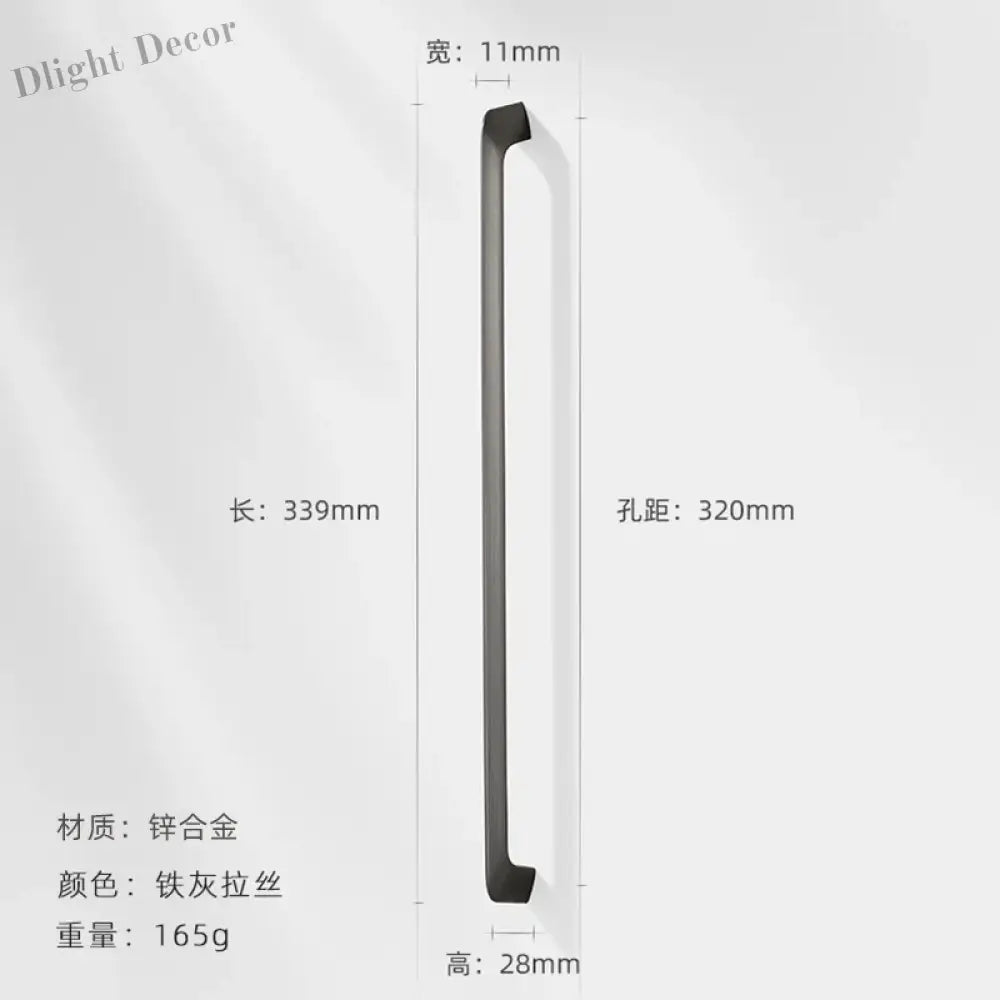 Modern Zinc Alloy Cabinet Handles - Kitchen Drawer Knobs for Wardrobes and Furniture Gray drawing 320mm Handles