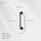 Modern Zinc Alloy Cabinet Handles - Kitchen Drawer Knobs for Wardrobes and Furniture Gray drawing 96mm Handles