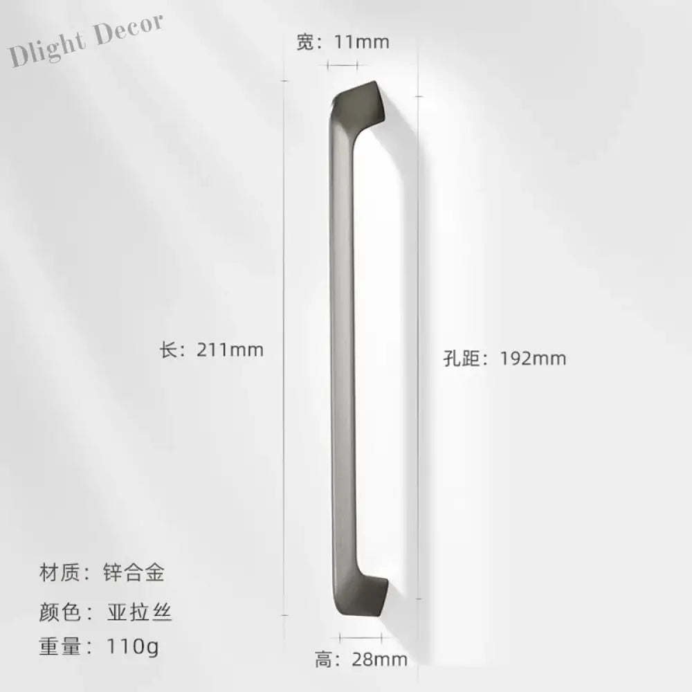 Modern Zinc Alloy Cabinet Handles - Kitchen Drawer Knobs for Wardrobes and Furniture Nickel drawing 192mm Handles