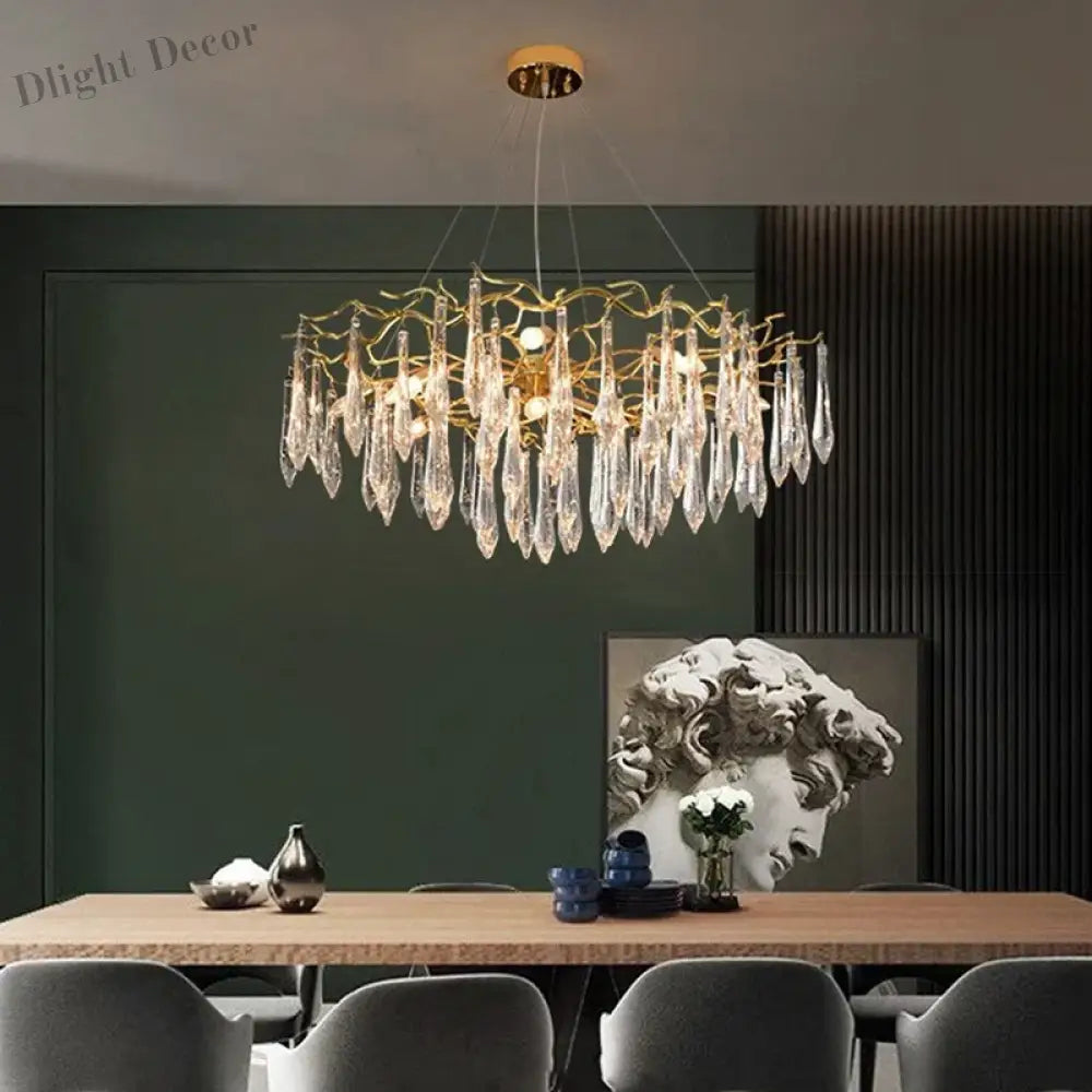 Multi - Color Glass Drop Ceiling Chandeliers - Luxury Led Pendant Lights For Post - Modern Home