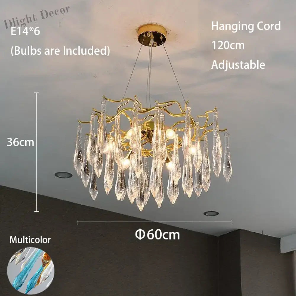 Multi - Color Glass Drop Ceiling Chandeliers - Luxury Led Pendant Lights For Post - Modern Home