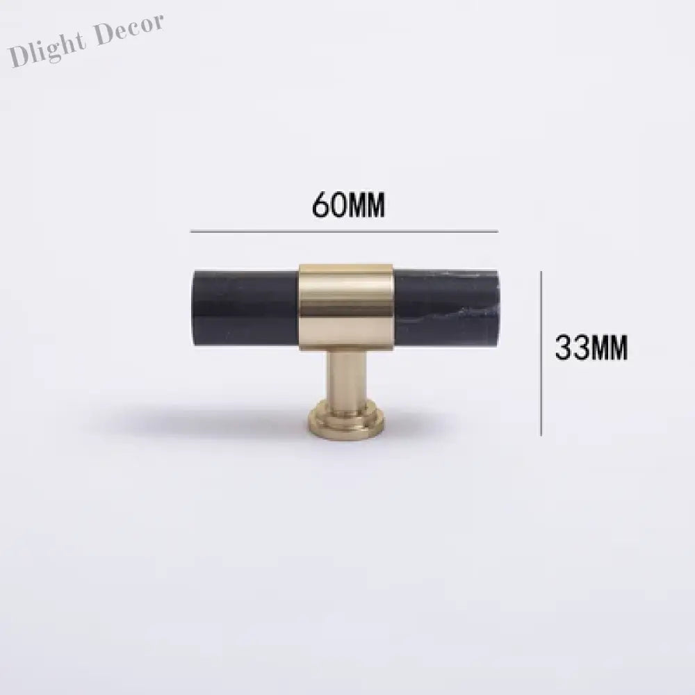 Natural Marble and Crystal T-Bar Cabinet Handles – Modern Brass Knobs for Kitchen Dresser and Furniture Pulls