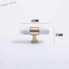 Natural Marble and Crystal T-Bar Cabinet Handles – Modern Brass Knobs for Kitchen Dresser and Furniture Pulls