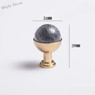 Natural Marble and Crystal T-Bar Cabinet Handles – Modern Brass Knobs for Kitchen Dresser and Furniture Pulls gray-knob