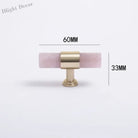Natural Marble and Crystal T-Bar Cabinet Handles – Modern Brass Knobs for Kitchen Dresser and Furniture Pulls knob-pink