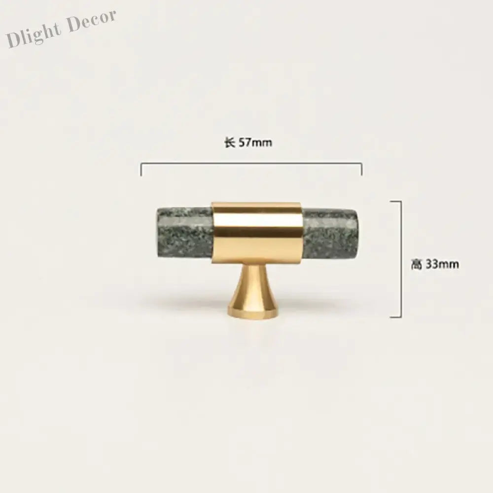 Natural Stone Cabinet Handles – Brass and Marble Wardrobe Knobs for Nordic Furniture green 2 Handles