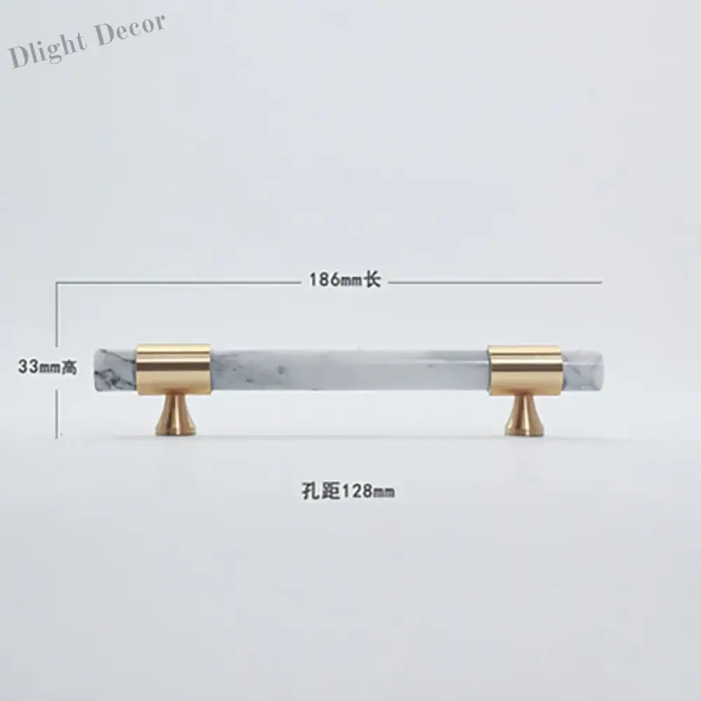 Natural Stone Cabinet Handles – Brass and Marble Wardrobe Knobs for Nordic Furniture white a 2 Handles