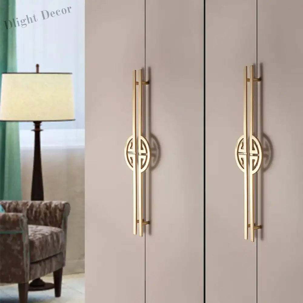 New Chinese-Style Zinc Alloy Cabinet Handles – Elegant Gold Pulls for Wardrobes Drawers and Cupboards Handles