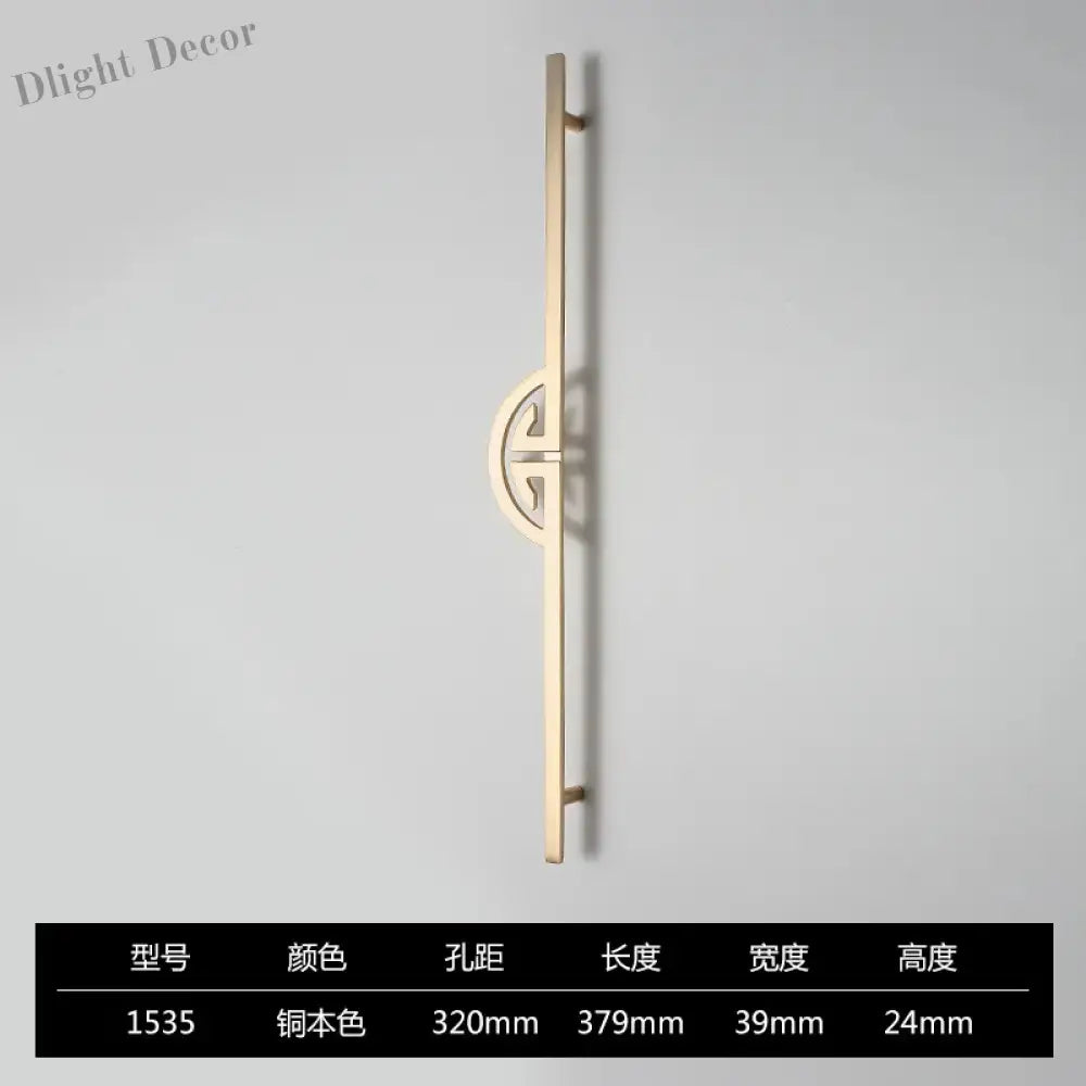 New Chinese-Style Zinc Alloy Cabinet Handles – Elegant Gold Pulls for Wardrobes Drawers and Cupboards Golden-320mm / 1