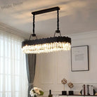 New Design Creative Black/Gold Hall Bedroom Crystal Round Chandelier Modern Rectangular Dining Room