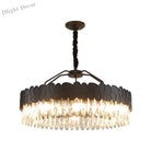 New Design Creative Black/Gold Hall Bedroom Crystal Round Chandelier Modern Rectangular Dining Room